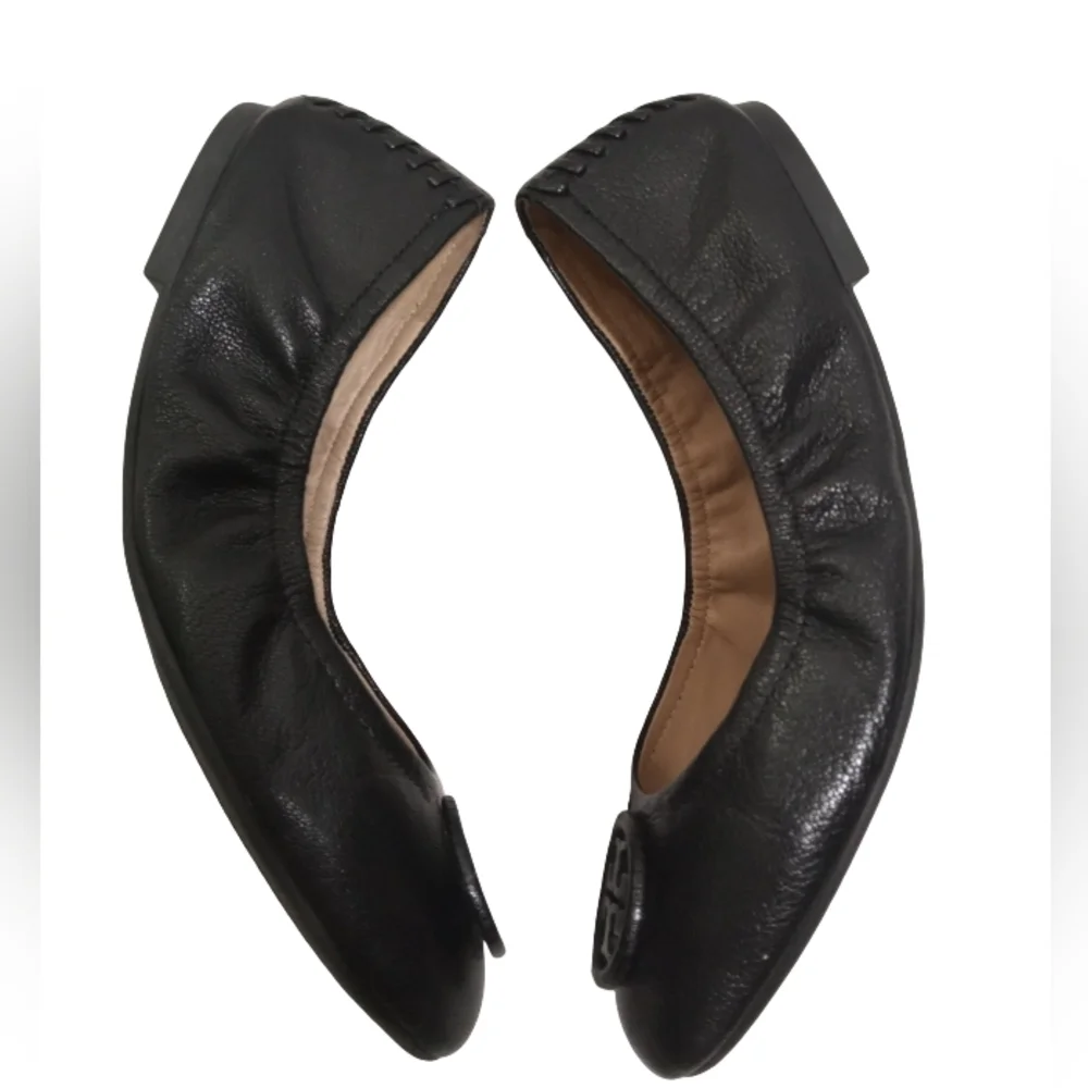 Tory Burch Women's Allie Black Leather Flat Loafers Size 7.5